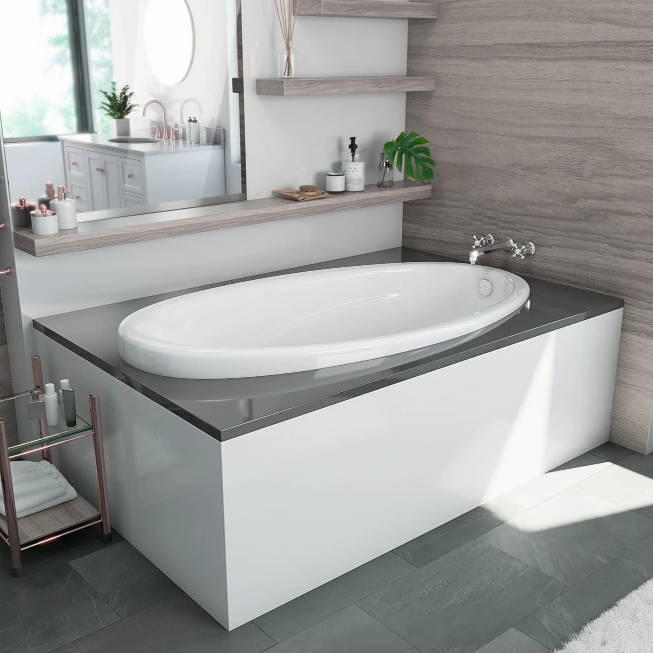 Marla 63 Inch Acrylic Drop-in Universal Drain Bathtub - White - Image 4