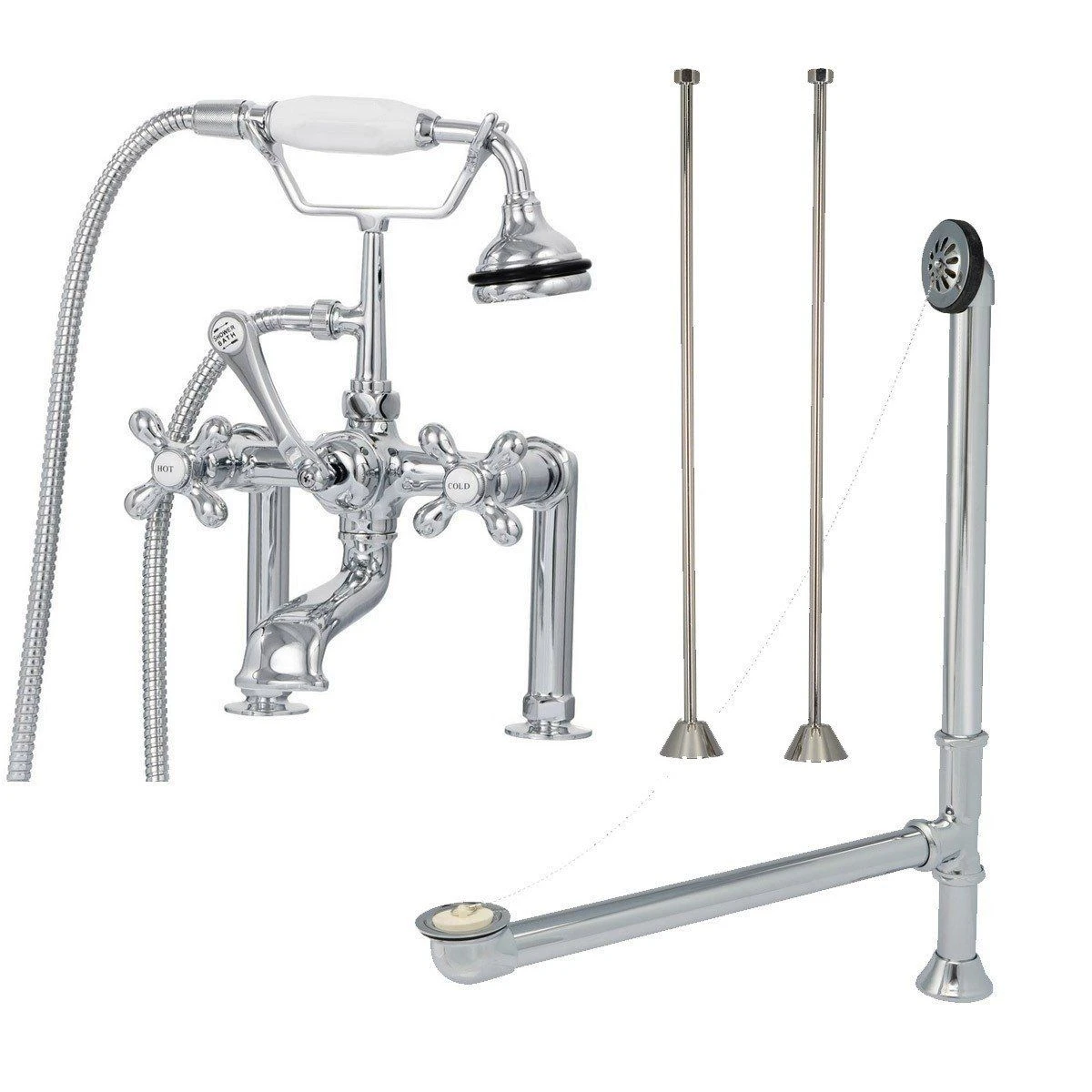 Windsor Acrylic Double Ended Clawfoot Tub Package - Rim Faucet Drillings - Image 2