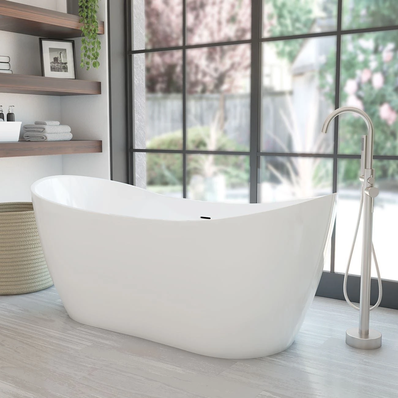 Philo Acrylic Double Slipper Freestanding Tub Package - Image 3