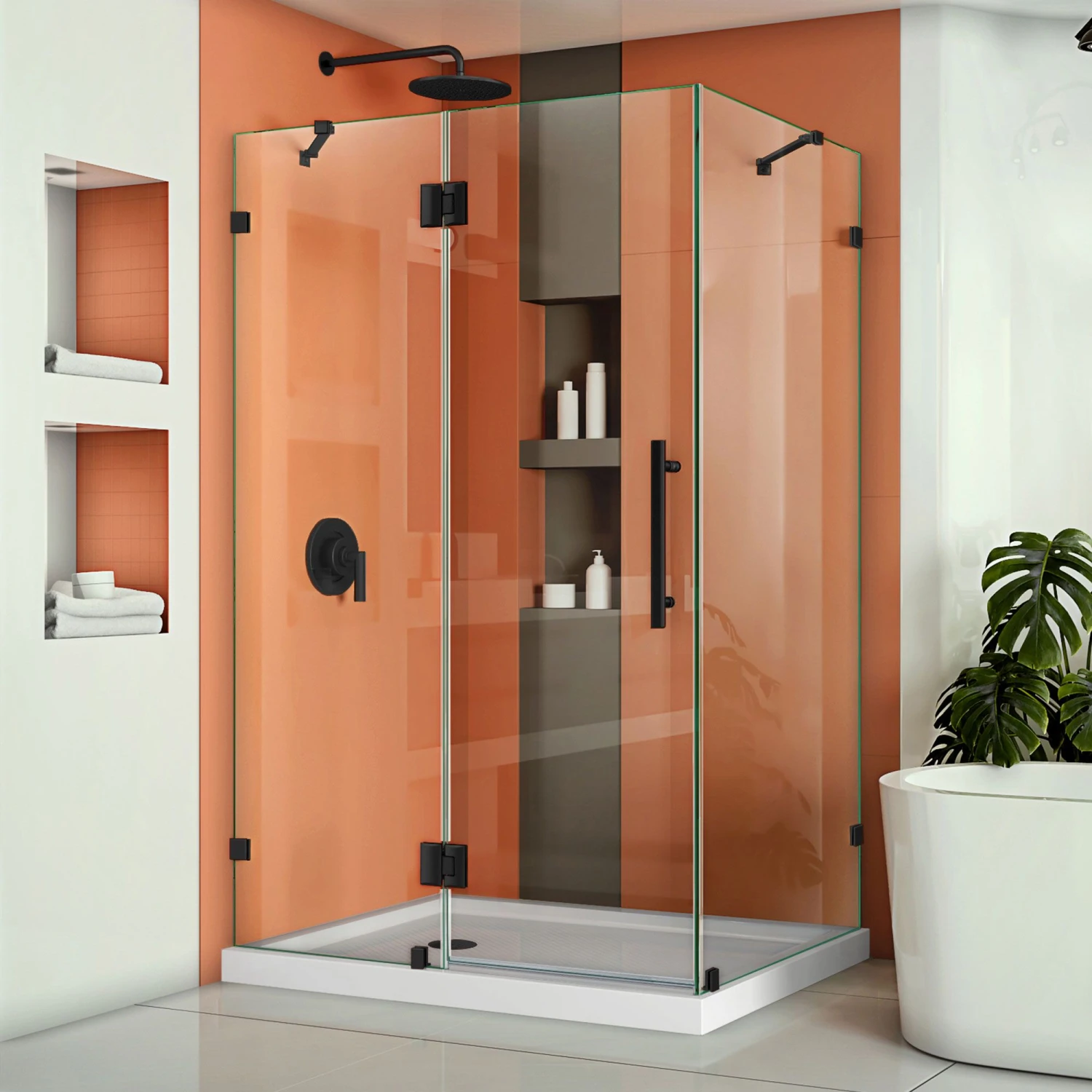DreamLine Quatra Lux 34-1/4 Inch D X 46 3/8 Inch W X 72 Inch H Frameless Hinged Shower Enclosure - Image 17