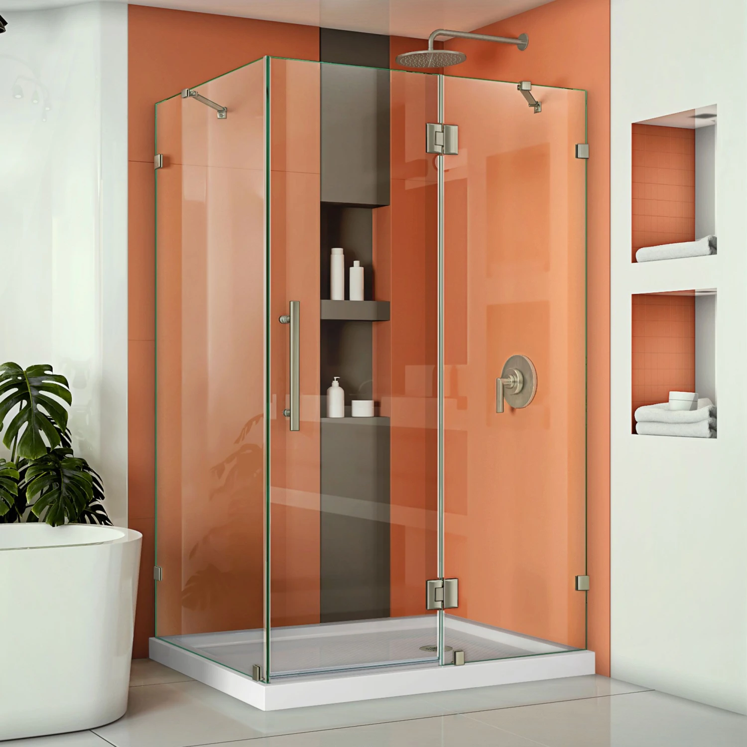 DreamLine Quatra Lux 34-1/4 Inch D X 46 3/8 Inch W X 72 Inch H Frameless Hinged Shower Enclosure - Image 14