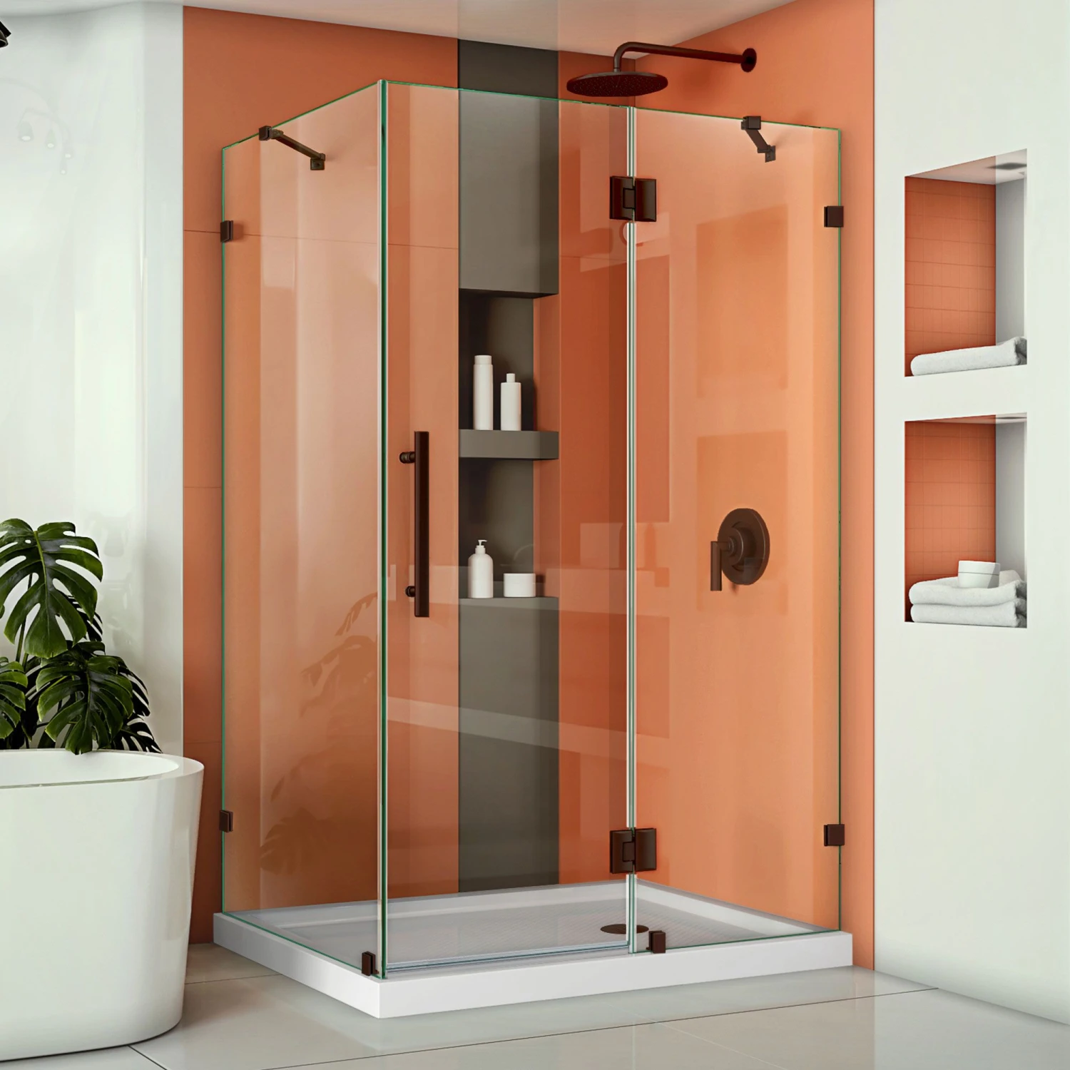 DreamLine Quatra Lux 34-1/4 Inch D X 46 3/8 Inch W X 72 Inch H Frameless Hinged Shower Enclosure - Image 16