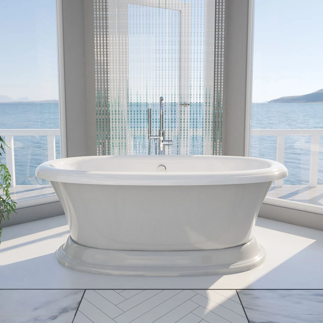 Everett 66 Inch Double Ended Freestanding Air Massage Tub - Made In USA