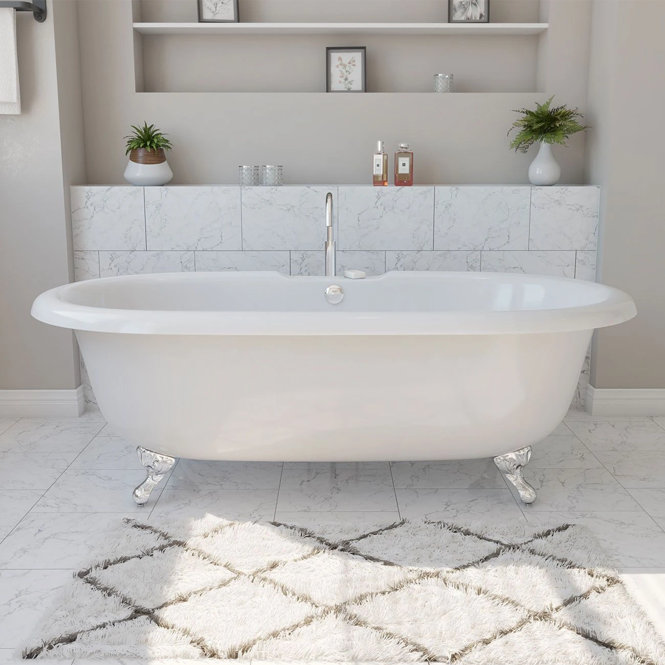 Lennox Acrylic Double Ended Clawfoot Tub - Made In USA