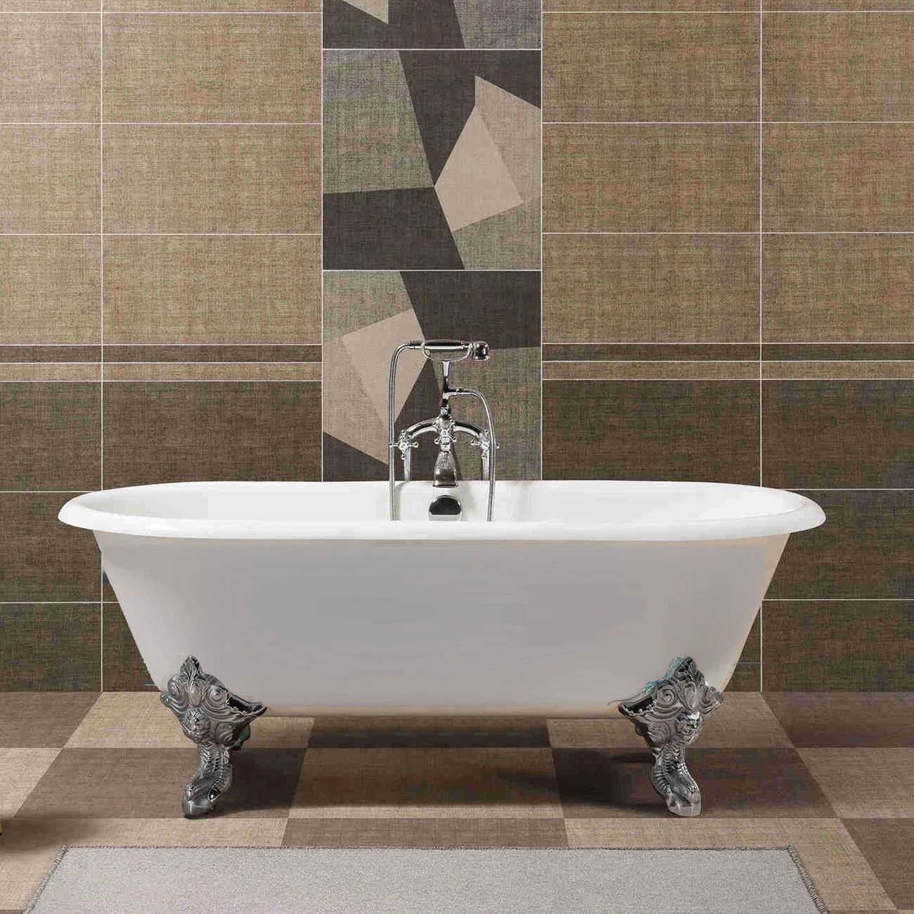 Napoleon Cast Iron Double Ended Clawfoot Tub - No Faucet Drillings - Monarch Feet