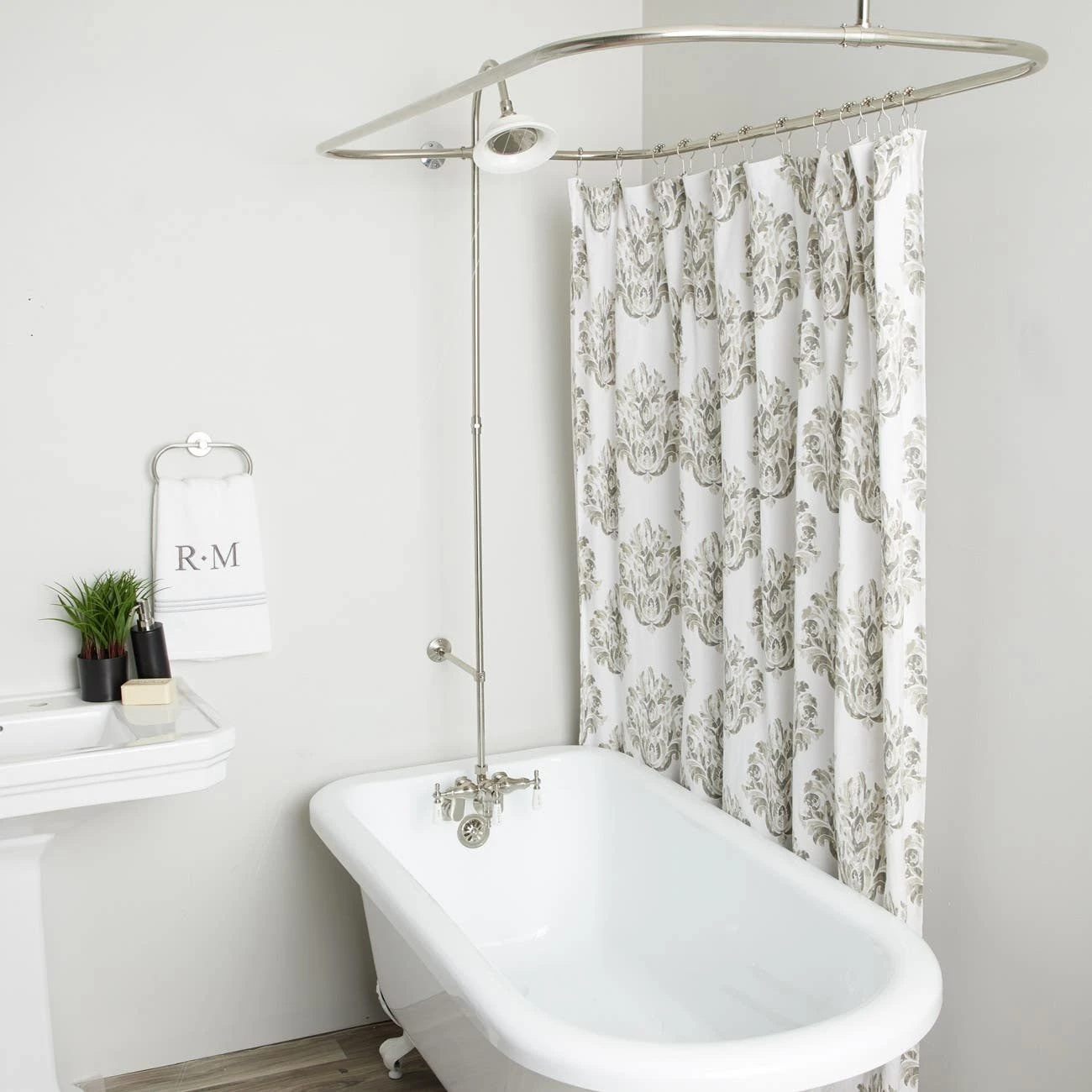 Tub Wall Mount Clawfoot Tub Shower Enclosure With Faucet And Shower Head - Image 3