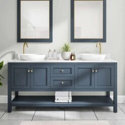 Bristol 72 Inch Modern Console Vanity With Semi-Recessed Sink - Navy