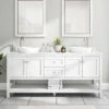 Bristol 72 Inch Modern Console Vanity With Semi-Recessed Sink - White