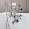 Low Spout British Telephone Clawfoot Faucet With Handshower & Metal Cross Handles