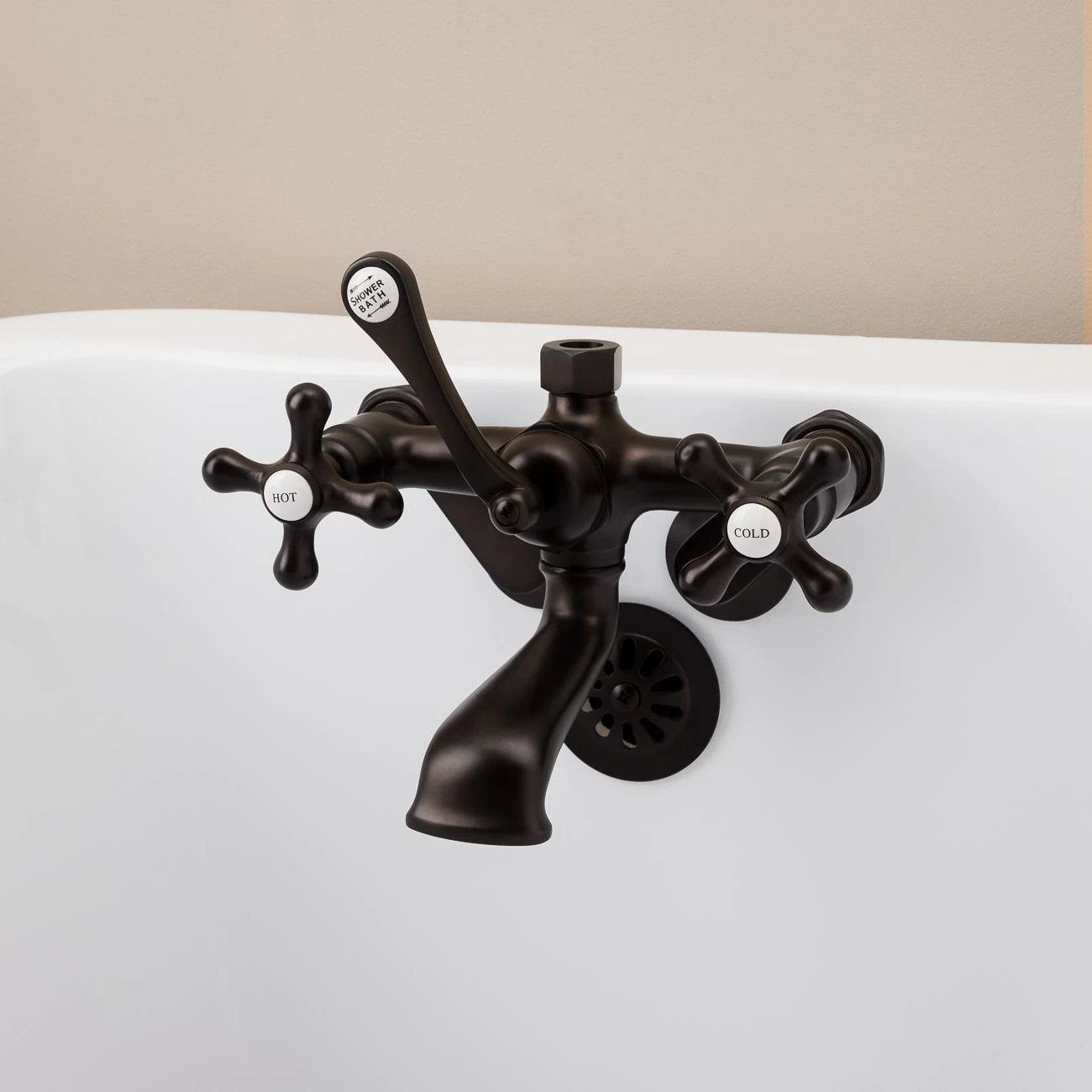 Low Spout British Telephone Clawfoot Faucet With Metal Cross Handles For Riser Connection - Image 5