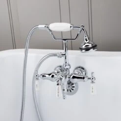 Clawfoot Tub Wall Mount Downspout Faucet With Handshower
