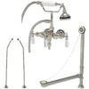 Clawfoot Tub Wall Mount Downspout Faucet With Handshower - Tub Drain And Supply Lines Complete Set