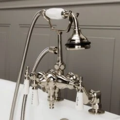Clawfoot Tub Deck Mount Downspout Faucet With Handshower