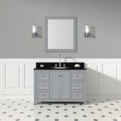 Atwell 48 Inch Modern Console Vanity With Oval Undermount Sink - Gray