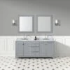 Atwell 72 Inch Modern Console Vanity With Oval Undermount Sinks - Gray