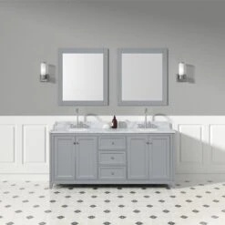 Atwell 72 Inch Modern Console Vanity With Oval Undermount Sinks - Gray