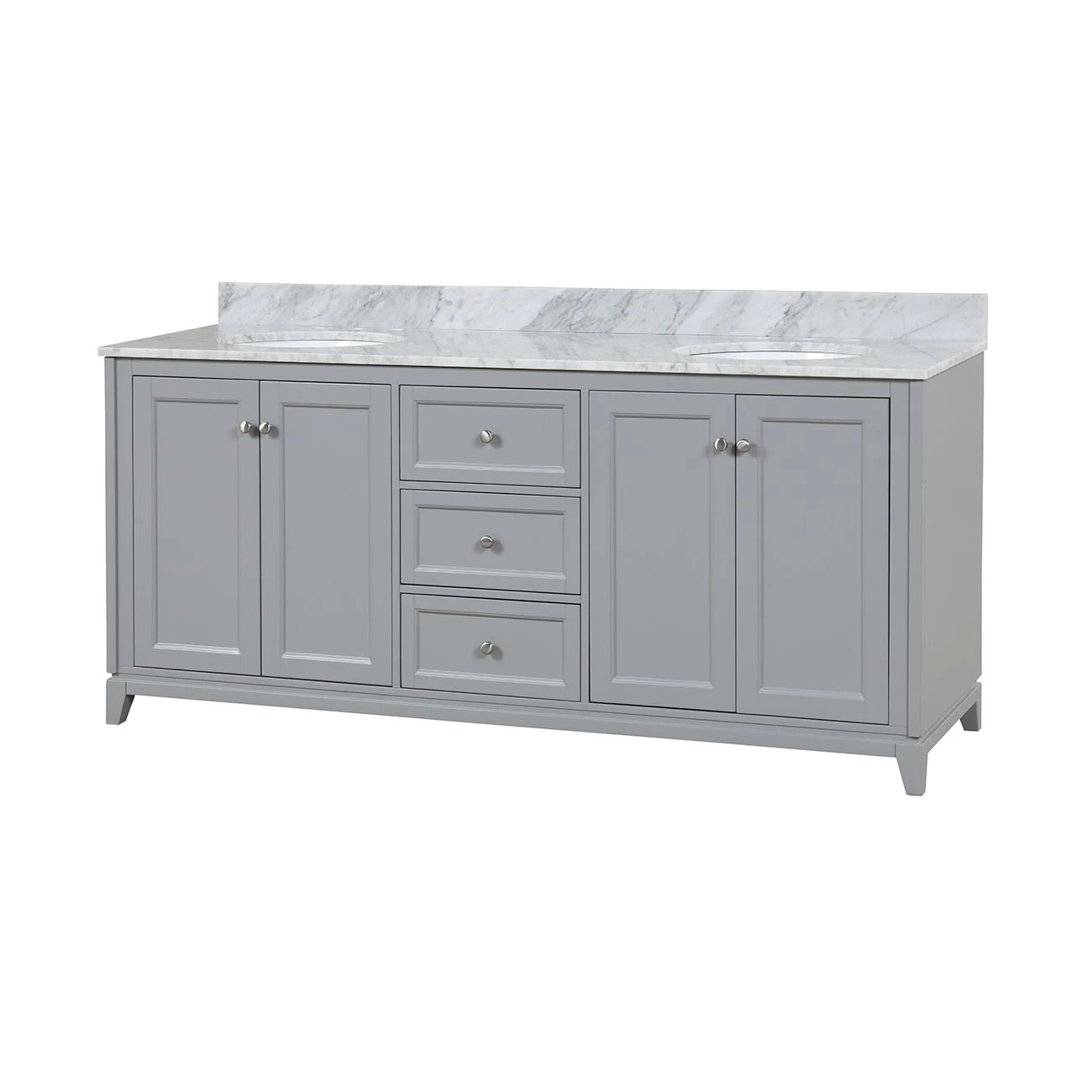Atwell 72 Inch Modern Console Vanity With Oval Undermount Sinks - Gray - Image 2