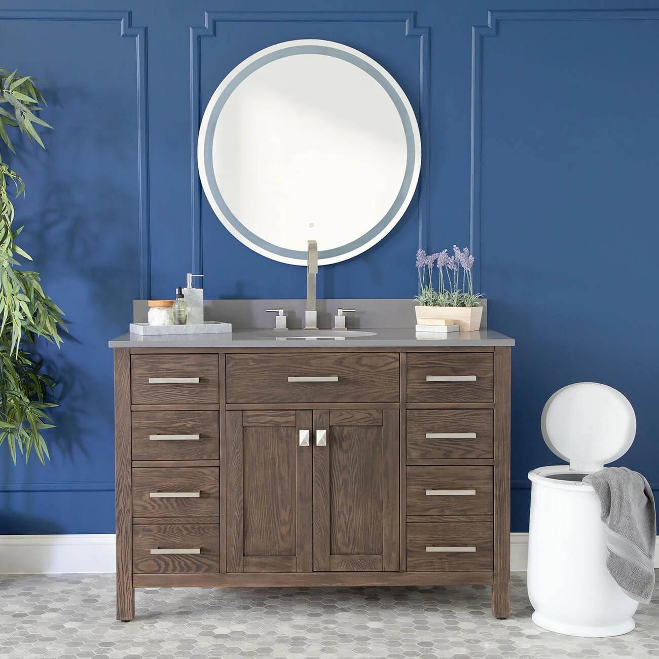 Mason Hill 48 Inch Oak Vanity With Oval Undermount Sink - Dark Oak