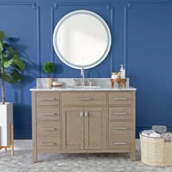 Mason Hill 48 Inch Oak Vanity With Oval Undermount Sink - Gray Oak
