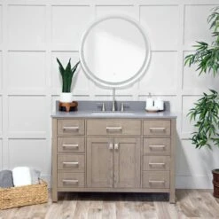 Mason Hill 48 Inch Oak Vanity With Rectangular Undermount Sink - Gray Oak