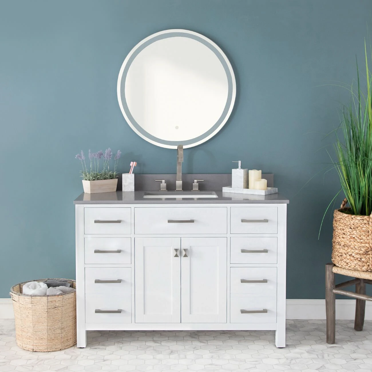 Mason Hill 48 Inch Oak Vanity With Rectangular Undermount Sink - White