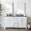 Mason Hill 60 Inch Oak Vanity With Oval Undermount Sinks - White