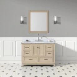 Lily 48 Inch Modern Console Vanity With Rectangular Undermount Sink - Light Oak