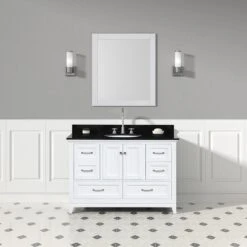 Lily 48 Inch Modern Console Vanity With Oval Undermount Sink - White