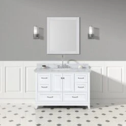 Lily 48 Inch Modern Console Vanity With Rectangular Undermount Sink - White