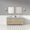Lily 72 Inch Modern Console Vanity With Oval Undermount Sinks - Light Oak