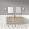 Lily 72 Inch Modern Console Vanity With Rectangular Undermount Sinks - Light Oak