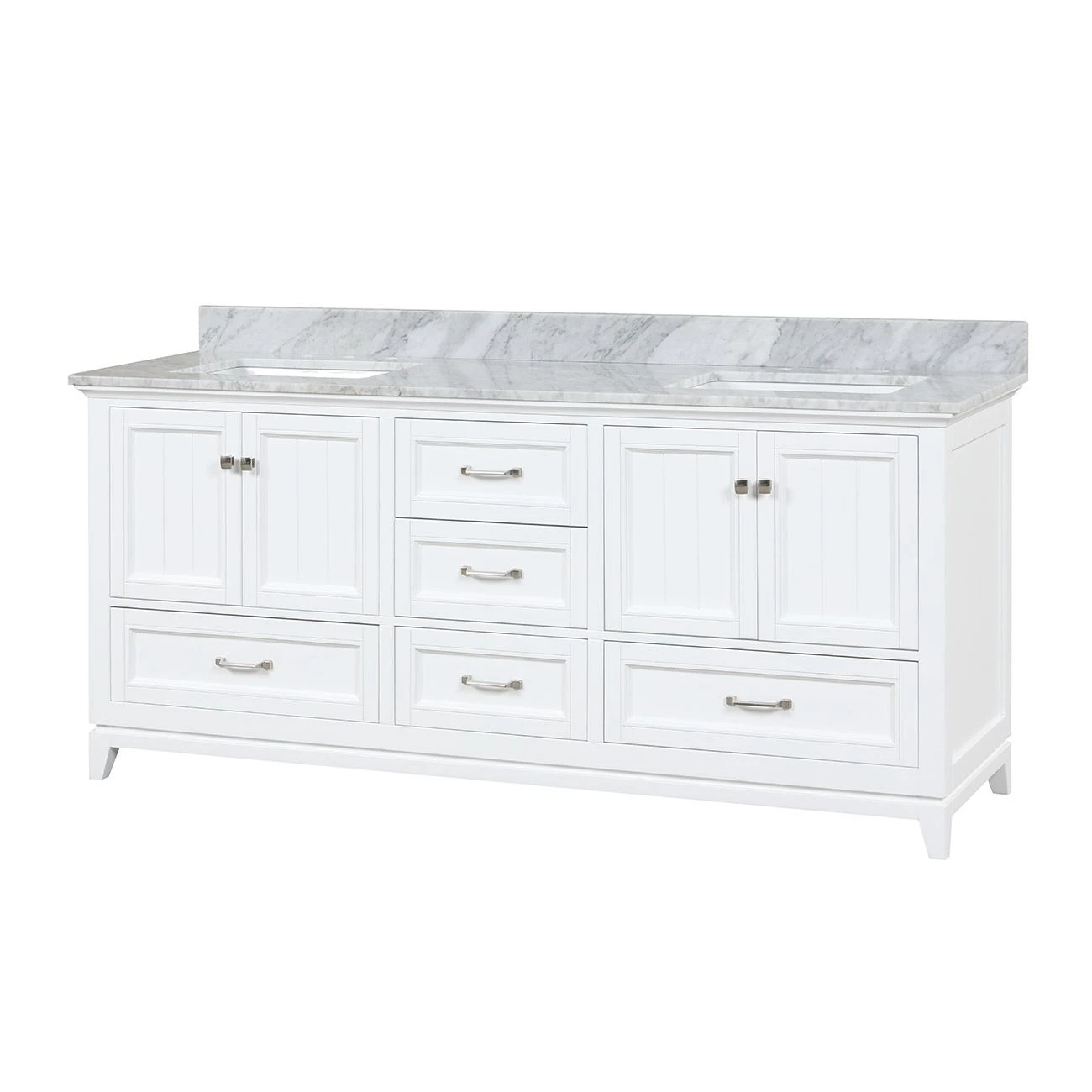 Lily 72 Inch Modern Console Vanity With Rectangular Undermount Sinks - White - Image 2
