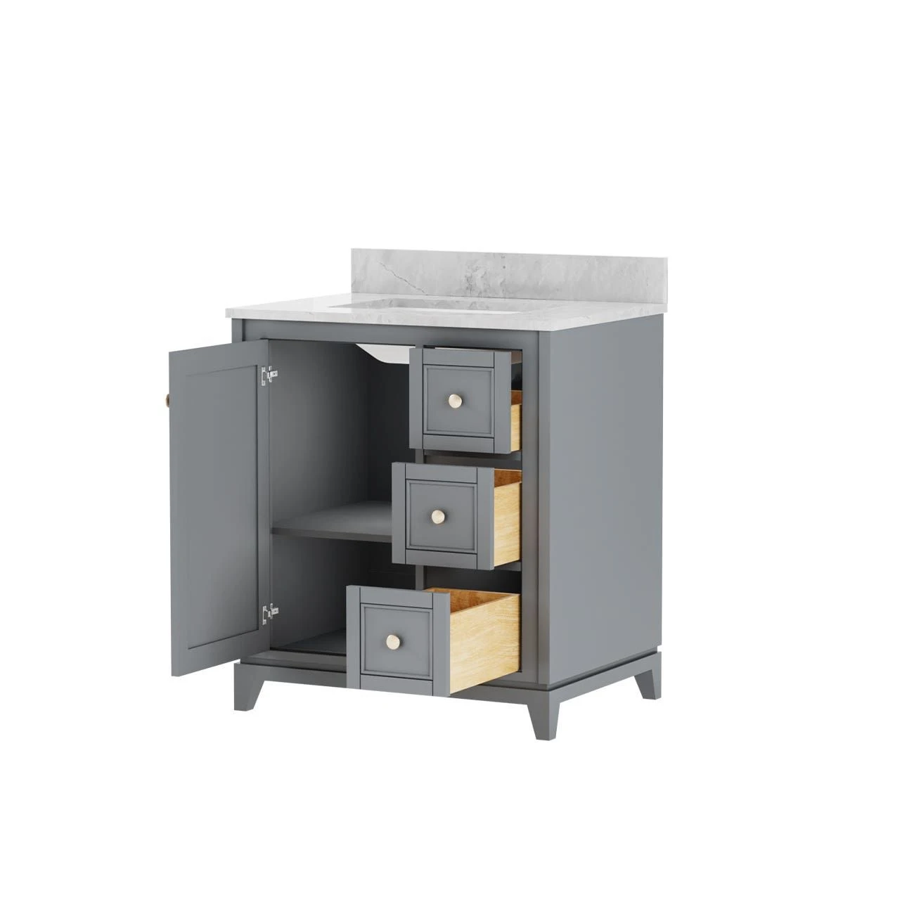 Atwell 30 Inch Gray Modern Console Vanity With Rectangular Undermount Sink - Image 3