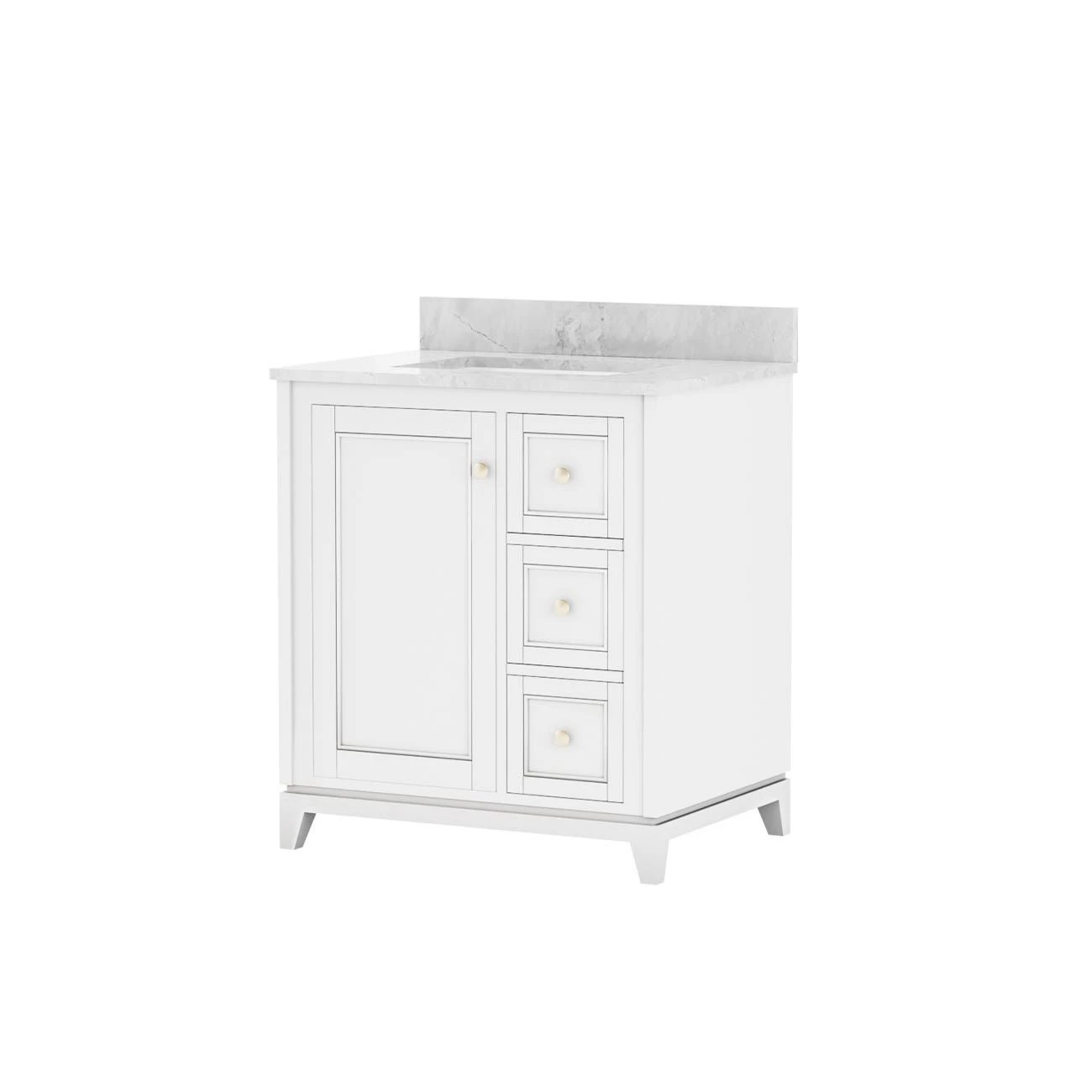 Atwell 30 Inch Modern Console Vanity With Rectangular Undermount Sink - White - Image 2