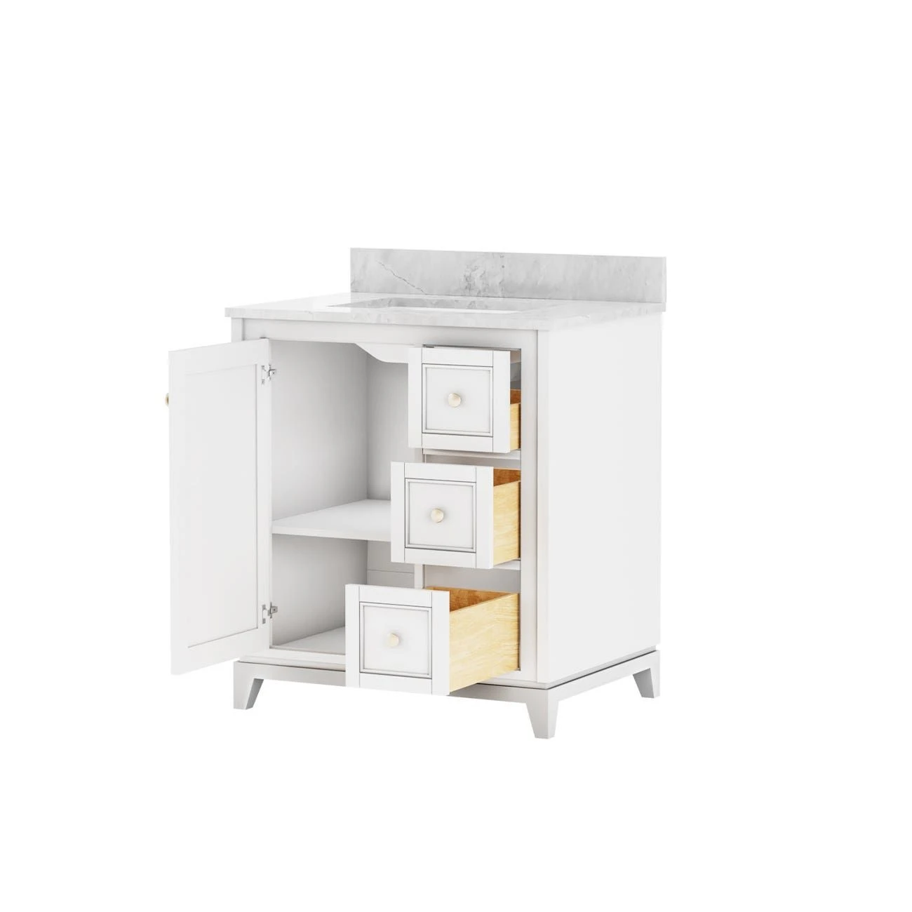 Atwell 30 Inch Modern Console Vanity With Rectangular Undermount Sink - White - Image 3