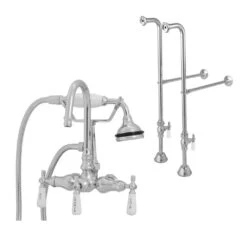 Freestanding Gooseneck Clawfoot Tub Faucet With Handshower