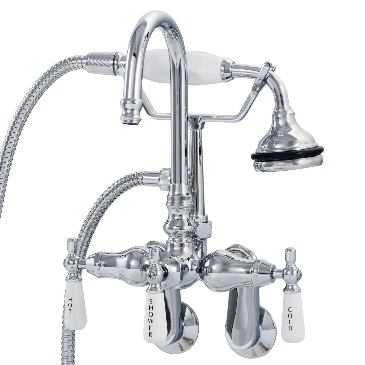 Clawfoot Tub Wall Mount Gooseneck Faucet With Handshower - Image 4