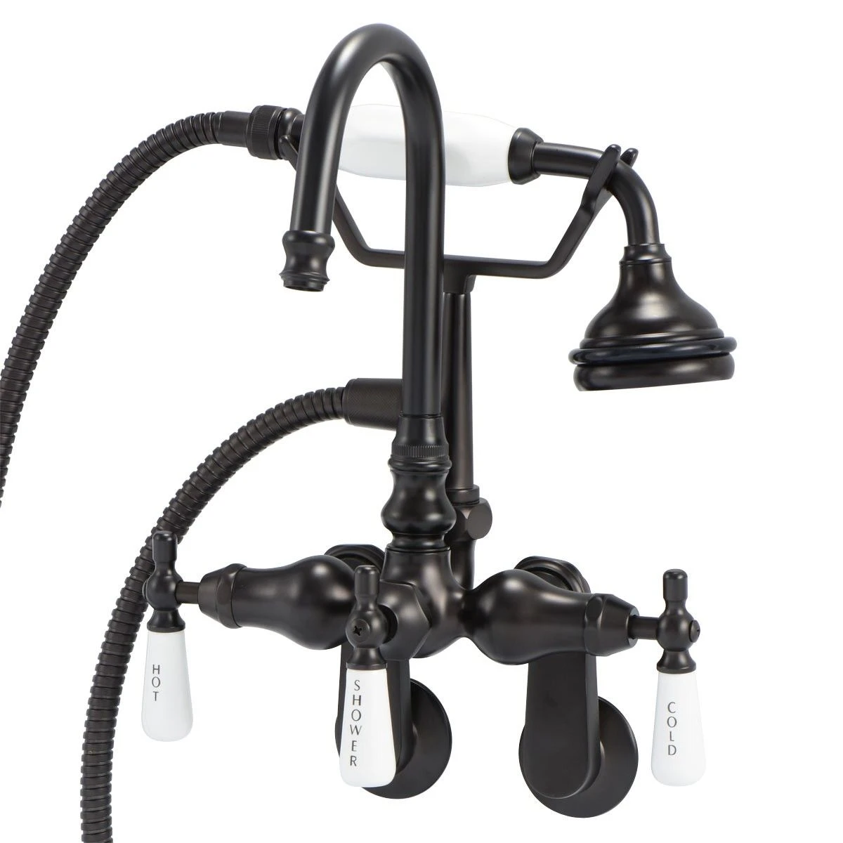 Clawfoot Tub Wall Mount Gooseneck Faucet With Handshower - Image 5
