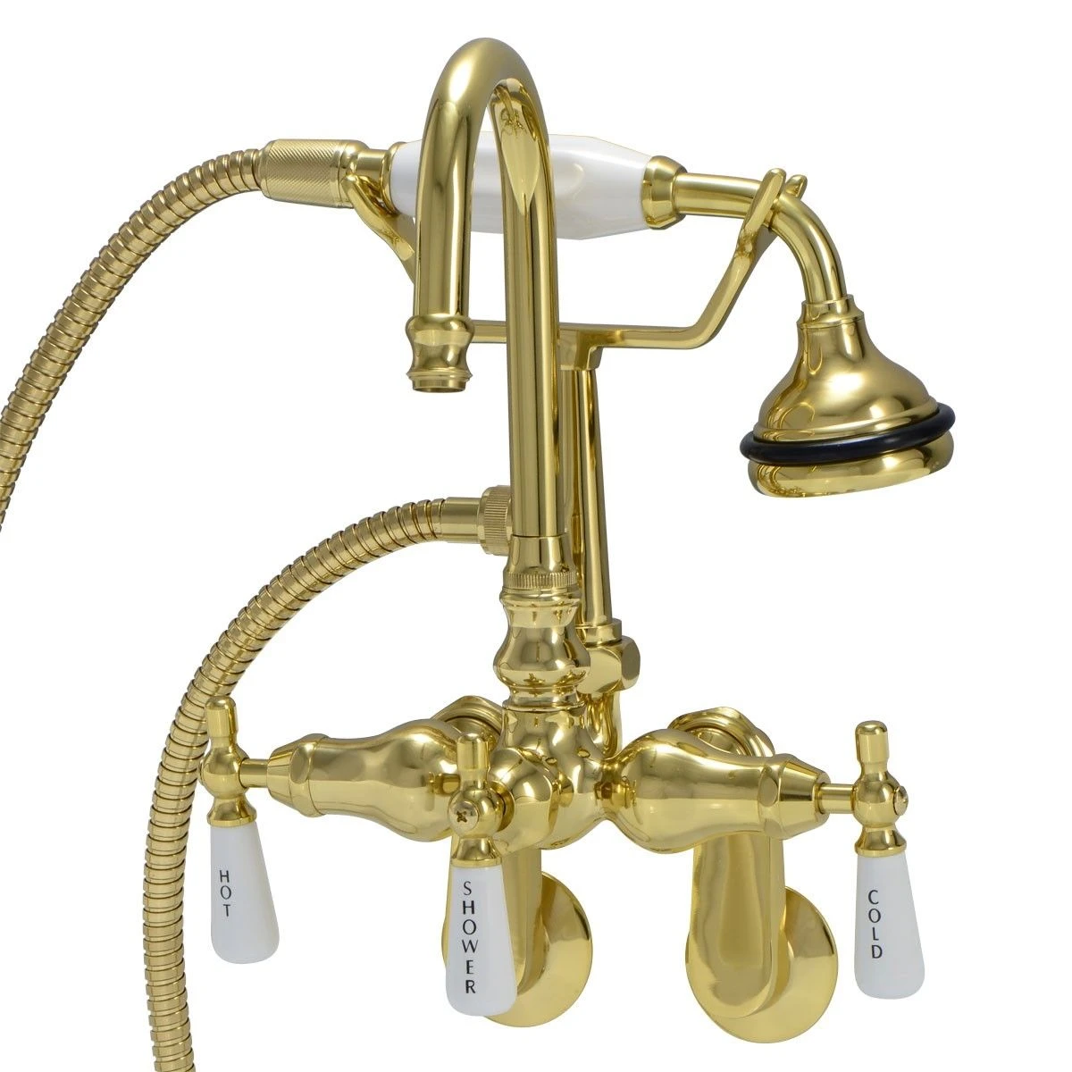 Clawfoot Tub Wall Mount Gooseneck Faucet With Handshower - Image 3