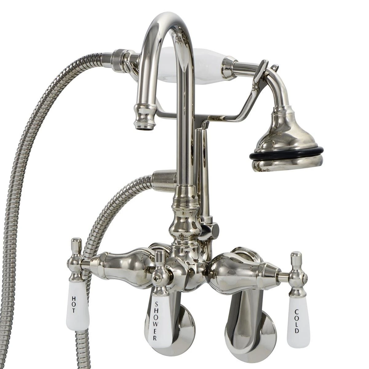 Clawfoot Tub Wall Mount Gooseneck Faucet With Handshower - Image 2