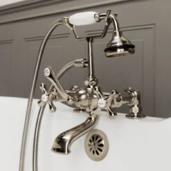 Deck Mount British Telephone Clawfoot Tub Faucet W/ Handshower