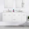 Mia 60 Inch Oak Console Floating Vanity With Square Undermount Sink - White
