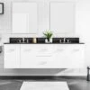 Mia 72 Inch Oak Console Vanity With Round Undermount Sink -White