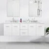 Mia 72 Inch Oak Console Floating Vanity With Square Undermount Sink -White