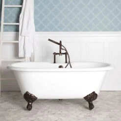 Kensington Cast Iron Double Ended Clawfoot Tub - Rim Faucet Drillings