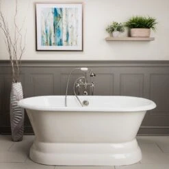 Laurent Cast Iron Double Ended Pedestal Tub - No Faucet Drillings