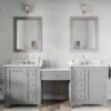 Atwell 84 Inch Modern Console Vanity With Rectangular Undermount Sinks - Gray