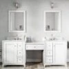 Atwell 84 Inch Modern Console Vanity With Rectangular Undermount Sinks - White
