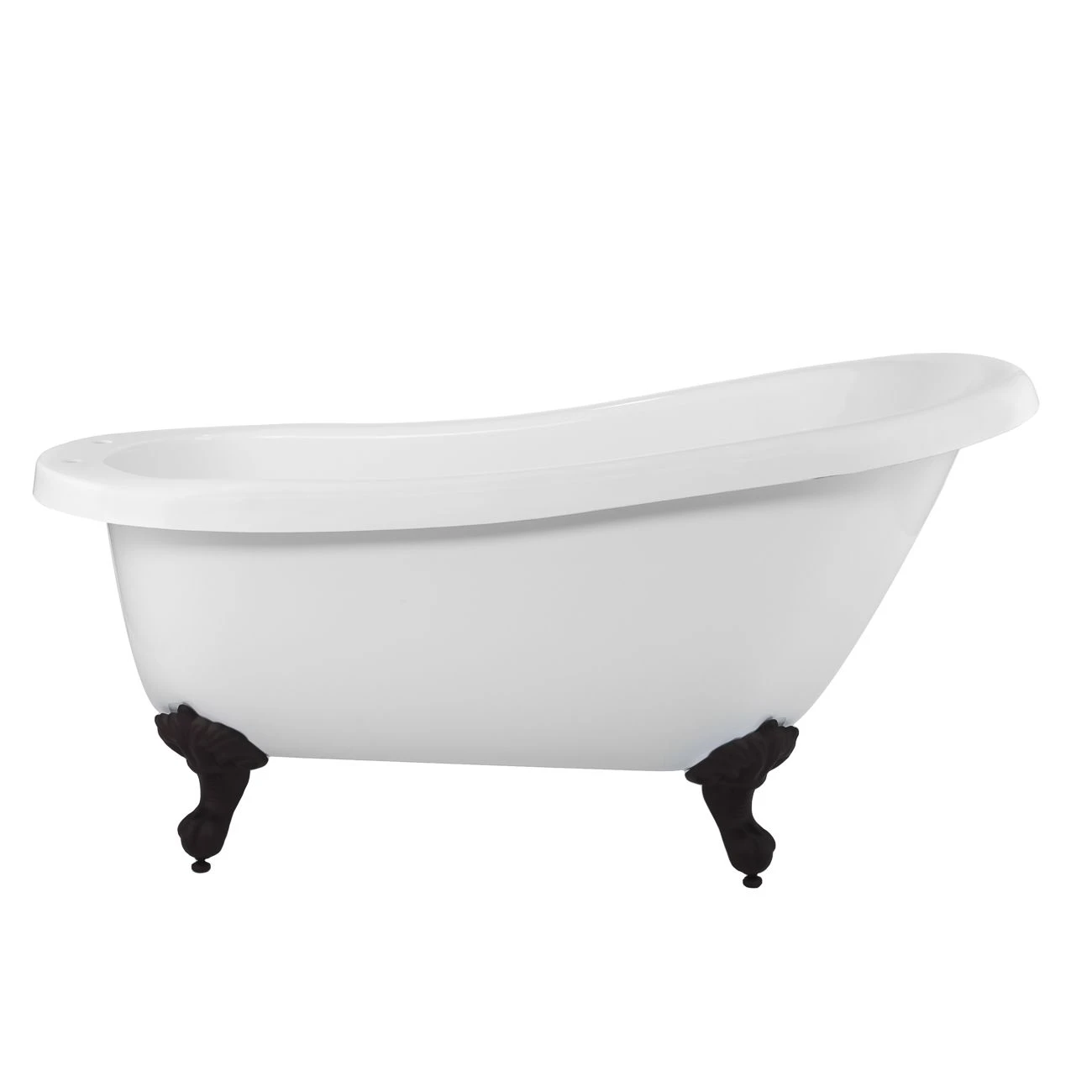 Bristol Acrylic Slipper Clawfoot Tub - No Faucet Drillings - Imperial Ball & Claw Feet - Image 2