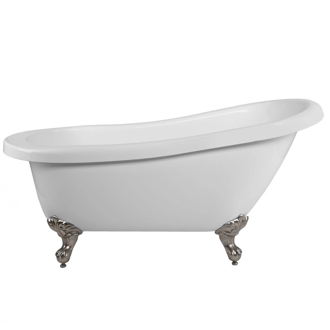 Bristol Acrylic Slipper Clawfoot Tub - No Faucet Drillings - Imperial Ball & Claw Feet - Image 3